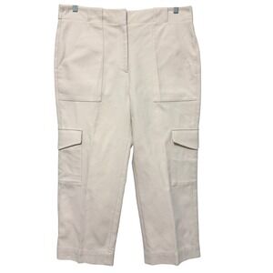 ME+EM Women Cream Cotton Cargo Pants Cropped Trousers Size US 12 UK 16 Casual HR